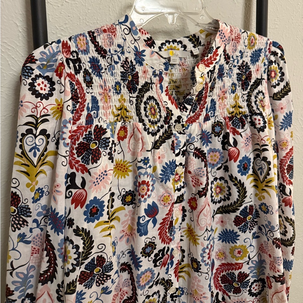 Boden Smocked Yoke Cotton Blouse Size 6 - Picture 4 of 9